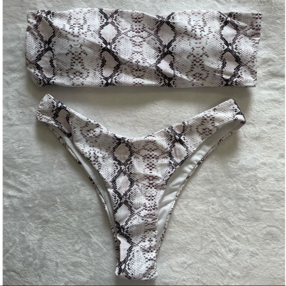 NEW Snake Print Bandeau(M) HighWaist Bikini(S)